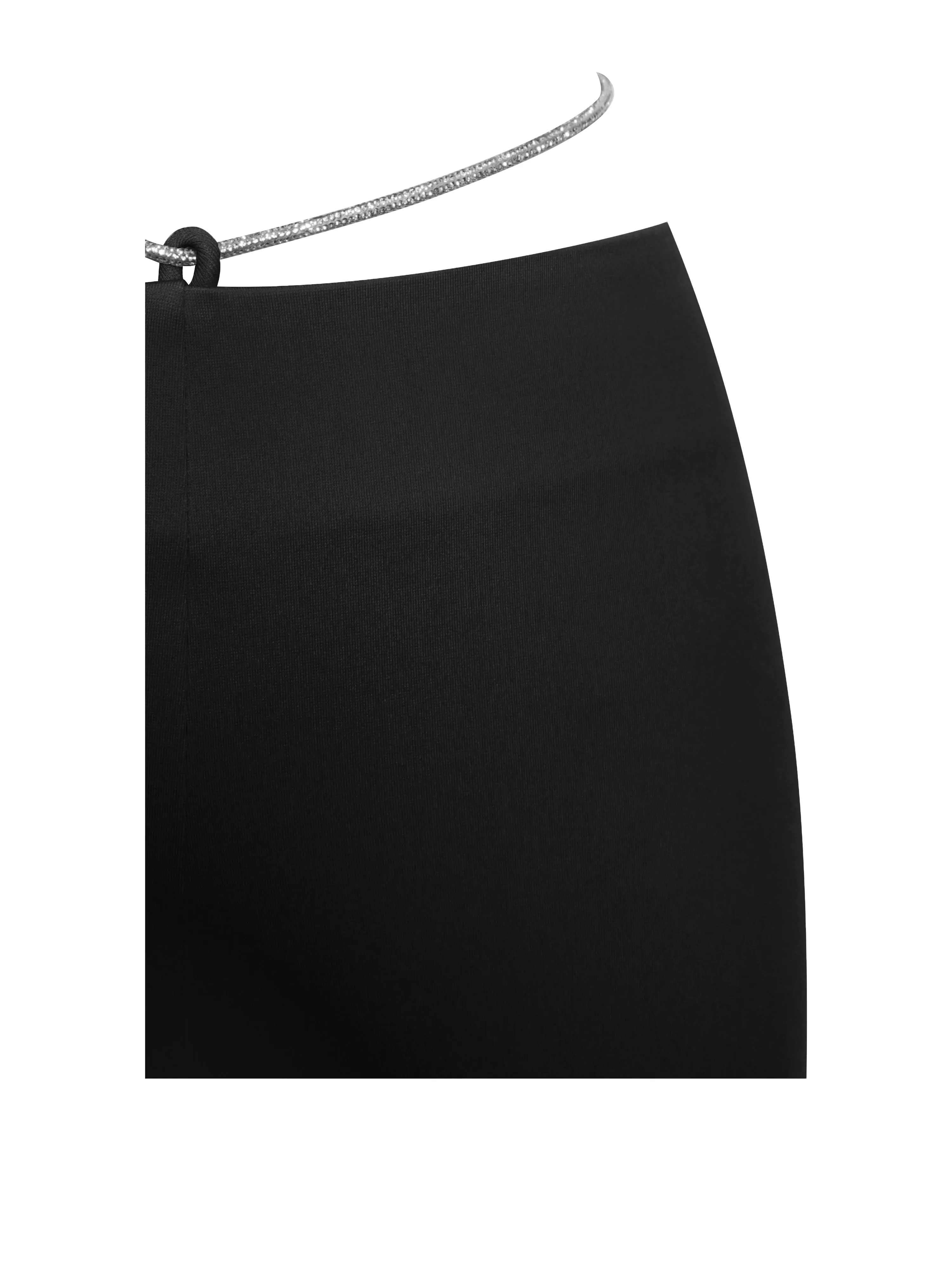 Tova Black Crystal Charming Waist Strap Flare Pants