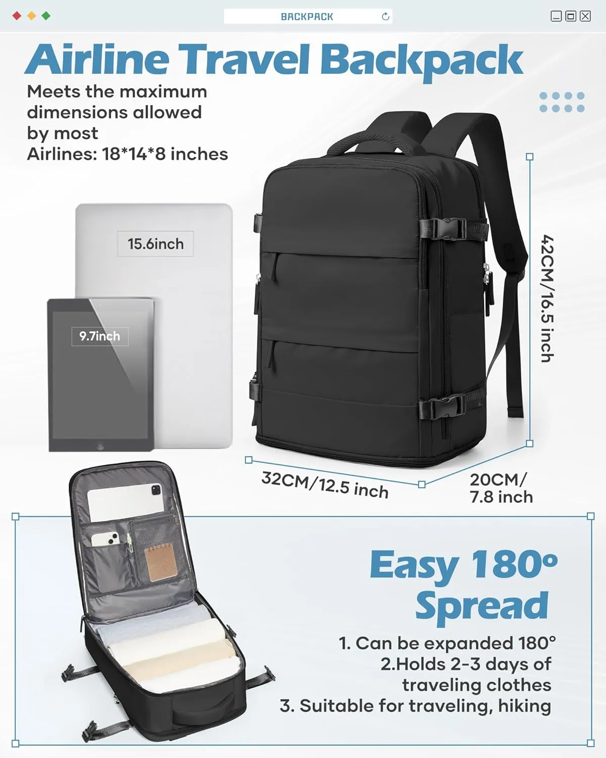 Travel Backpack For Women Men Carry On Backpack For Traveling On Airplanes Personal Item Travel Bag laptop backpacks