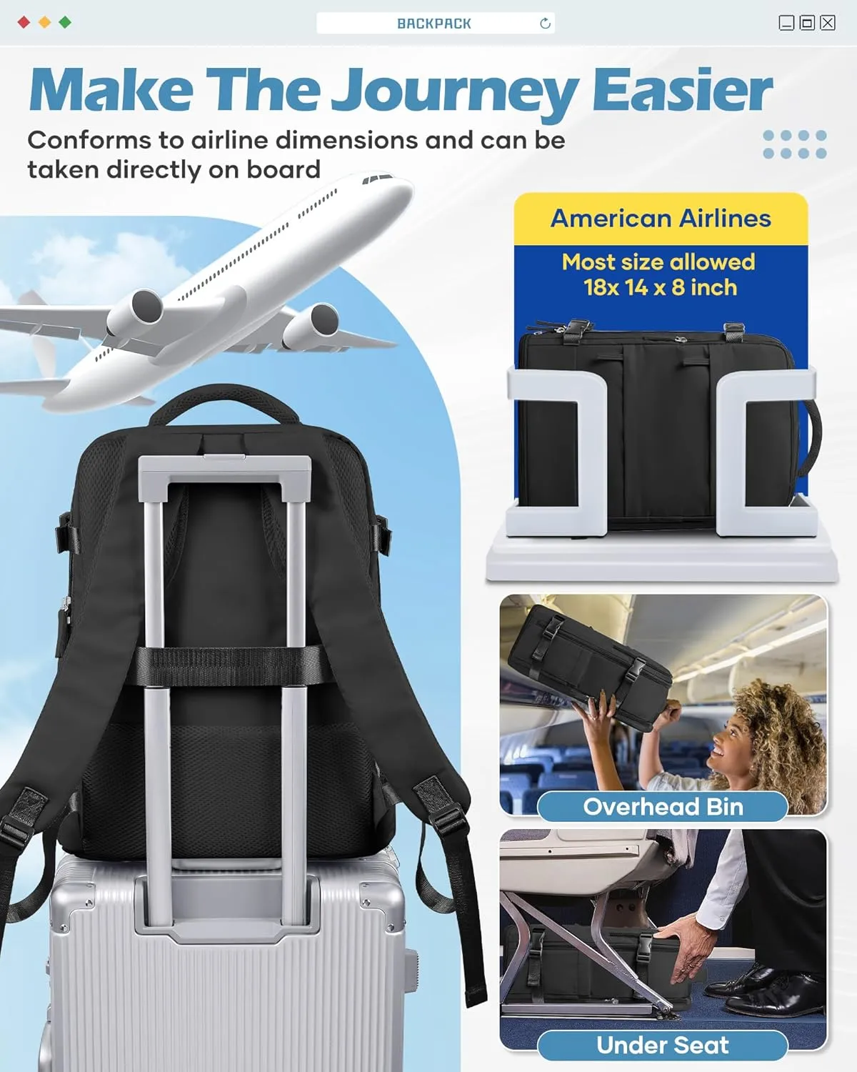 Travel Backpack For Women Men Carry On Backpack For Traveling On Airplanes Personal Item Travel Bag laptop backpacks