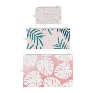 Tropical Leaves Flat Pouch, Set of 3