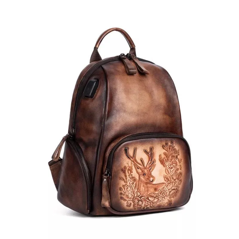 Tucci Di Lusso Vintage Luxury Mens Handmade Full Grain High Quality Leather Backpacks