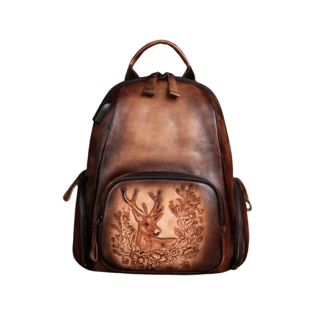 Tucci Di Lusso Vintage Luxury Mens Handmade Full Grain High Quality Leather Backpacks