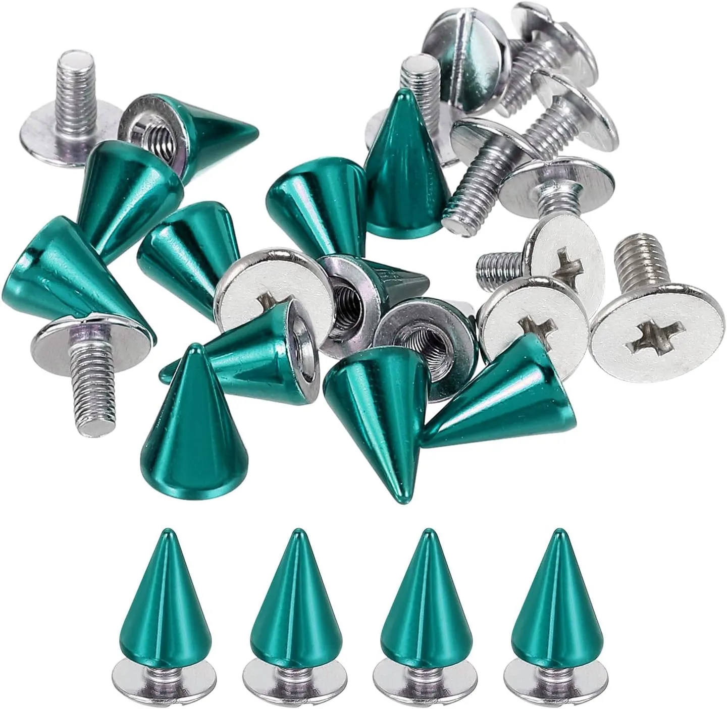 uxcell 50 Sets Spikes and Studs, 7 x 10mm Cone Spikes Screw Back Studs Rivets, Cone Punk Spikes Rivet for Clothing Belts Bags DIY Leather Crafts, Blue