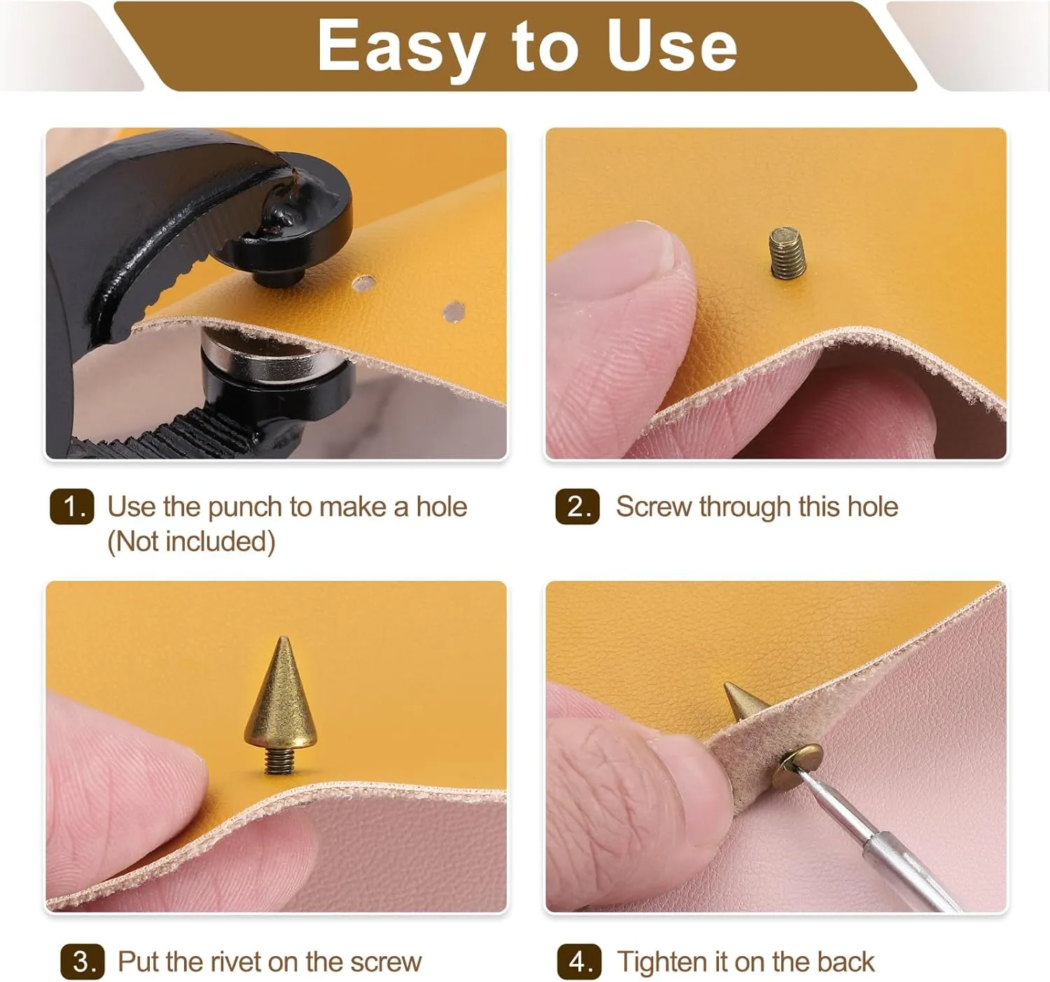 uxcell 50 Sets Spikes and Studs, 7 x 10mm Cone Spikes Screw Back Studs Rivets, Cone Punk Spikes Rivet for Clothing Belts Bags DIY Leather Crafts, Blue