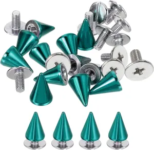 uxcell 50 Sets Spikes and Studs, 7 x 10mm Cone Spikes Screw Back Studs Rivets, Cone Punk Spikes Rivet for Clothing Belts Bags DIY Leather Crafts, Blue