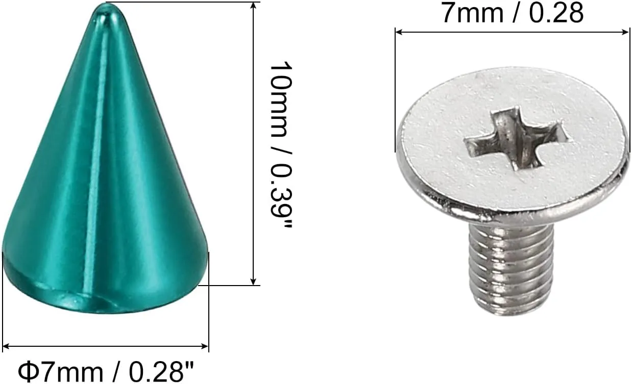uxcell 50 Sets Spikes and Studs, 7 x 10mm Cone Spikes Screw Back Studs Rivets, Cone Punk Spikes Rivet for Clothing Belts Bags DIY Leather Crafts, Blue