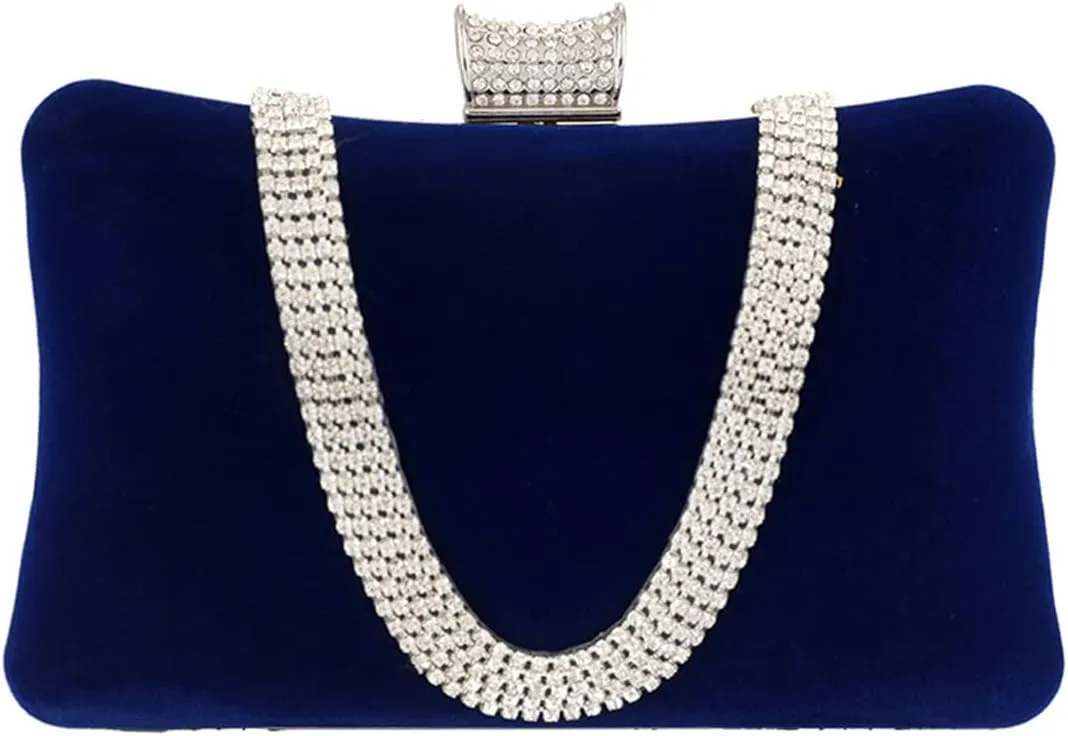 Velvet Evening Bag for Women Rhinestone Clutch Bag Sparkly Handbag