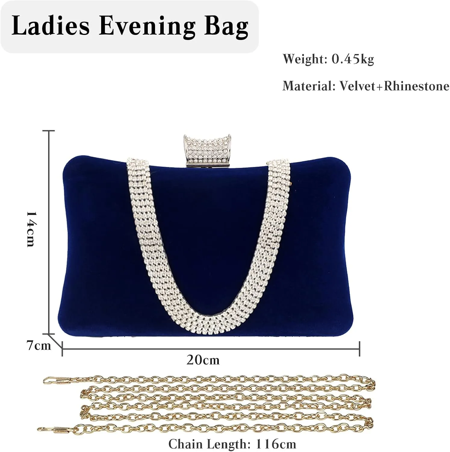 Velvet Evening Bag for Women Rhinestone Clutch Bag Sparkly Handbag