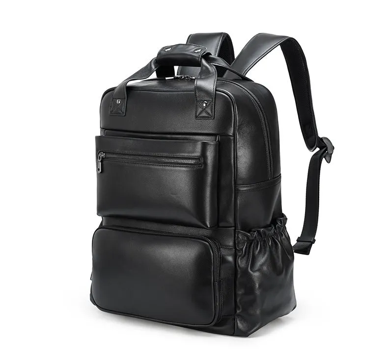 Vintage Classic Genuine Cow Leather Traveling 15.6-inch Laptop Backpack for Men