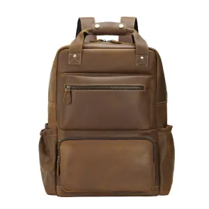Vintage Classic Genuine Cow Leather Traveling 15.6-inch Laptop Backpack for Men