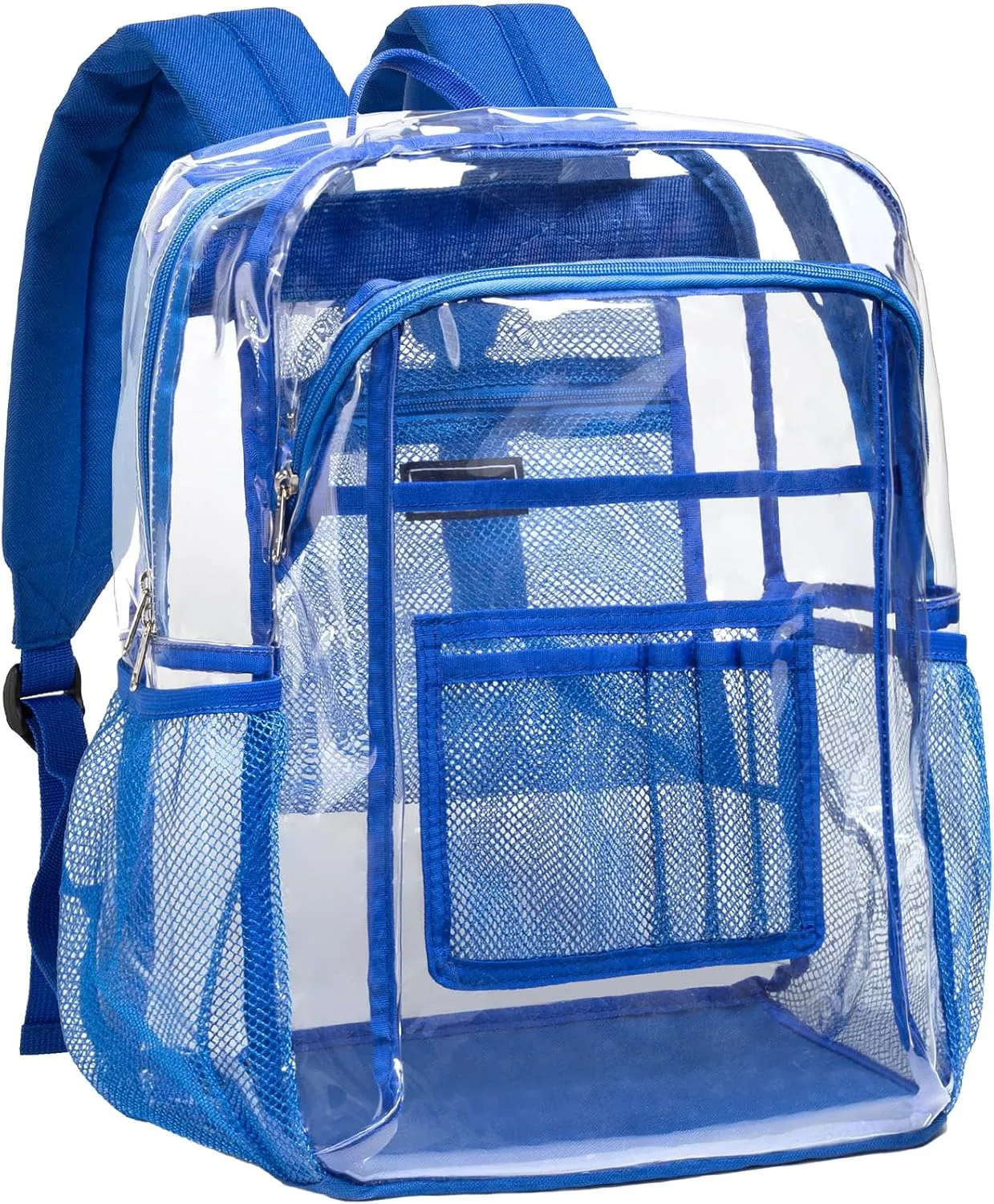 Vorspack Clear Backpack Heavy Duty - Clear Book Bag with Multi-pockets Large See Through Backpack for College Workplace - Blue