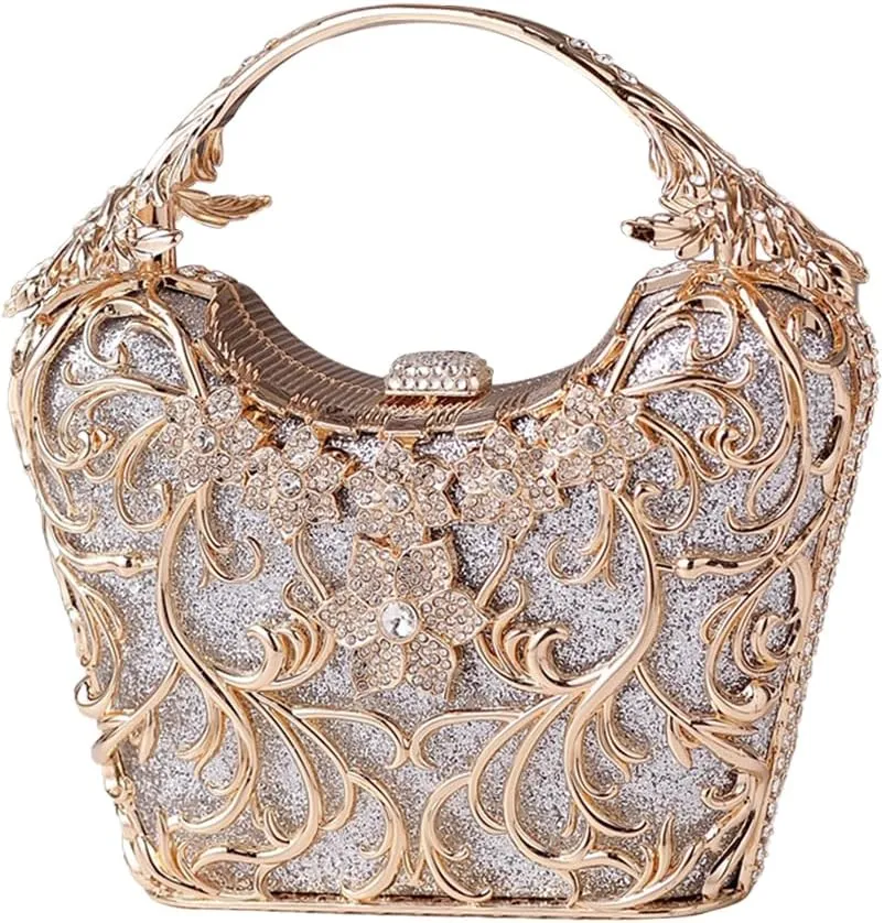 Women Rhinestone Evening Bag Sparkly Sequin Purse Crystal Clutch Bag Bridal Wedding Handbag Glitter Shoulder Bag