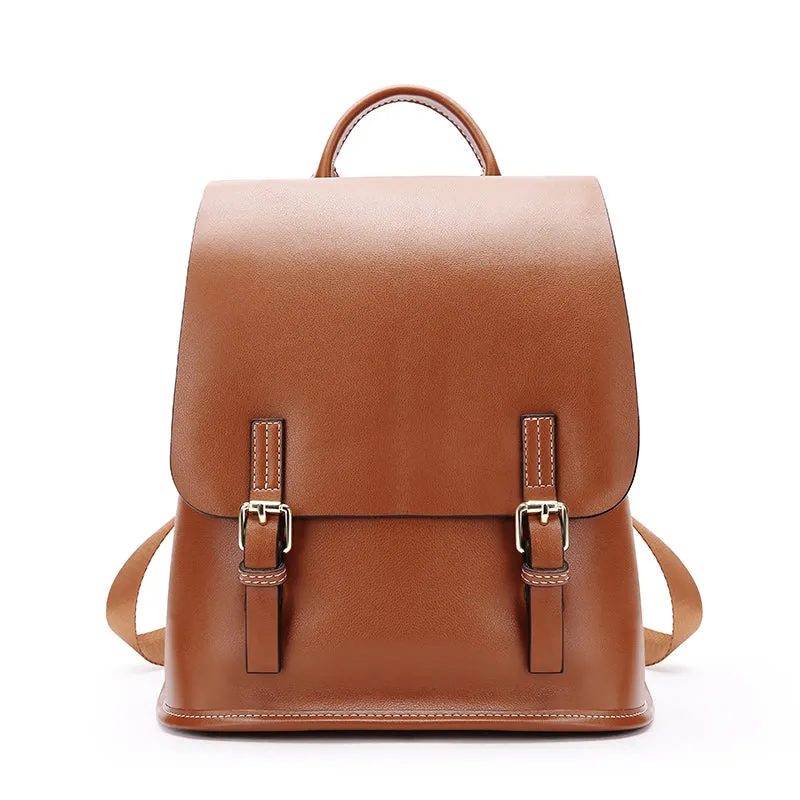 Womens Casual Genuine Leather Backpacks Vintage Shoulder Bag Travel Ladies Daypacks