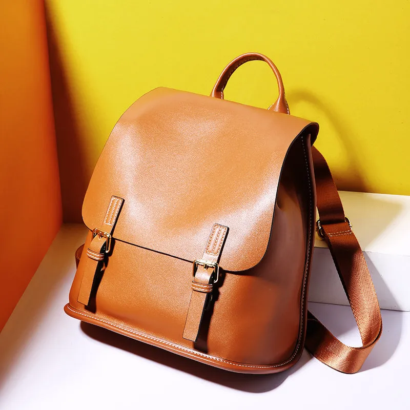 Womens Casual Genuine Leather Backpacks Vintage Shoulder Bag Travel Ladies Daypacks