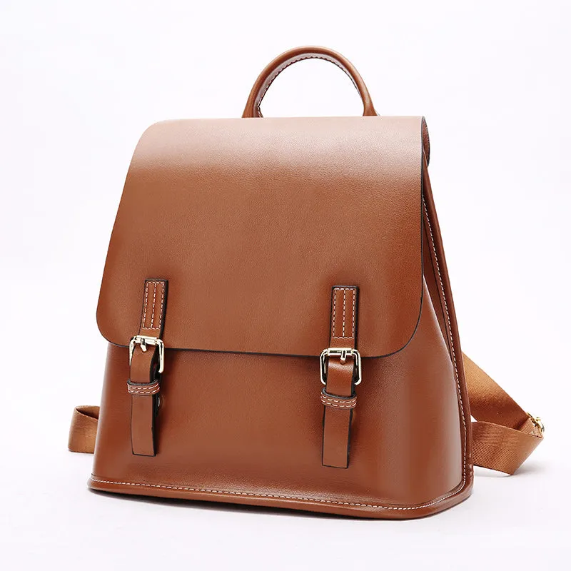 Womens Casual Genuine Leather Backpacks Vintage Shoulder Bag Travel Ladies Daypacks