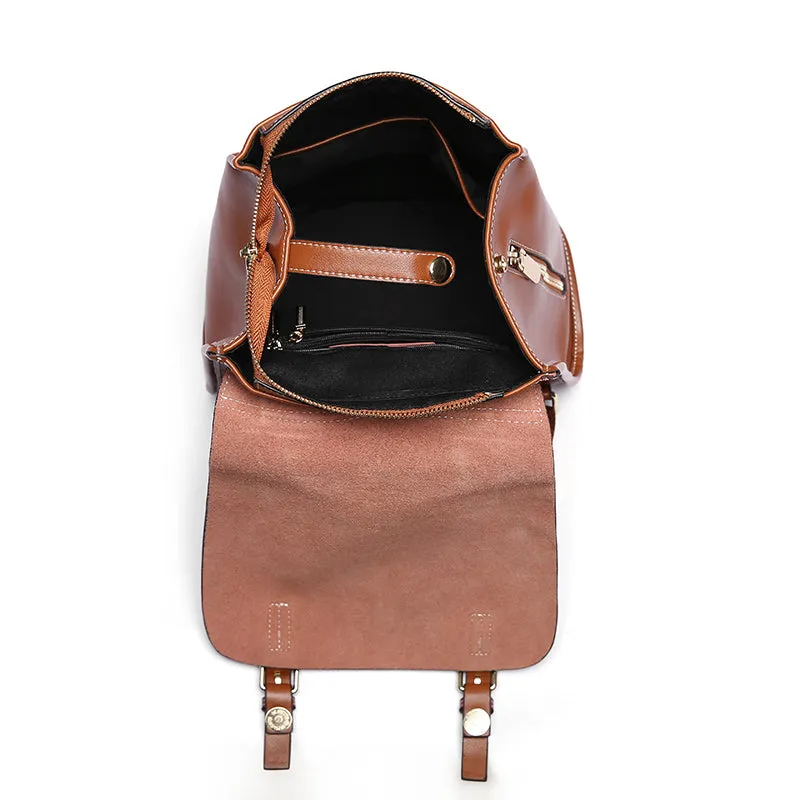 Womens Casual Genuine Leather Backpacks Vintage Shoulder Bag Travel Ladies Daypacks